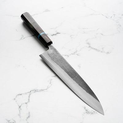 Yoshikane Hamono (Hatsukokoro) SKD Nashiji Gyuto 210mm - Ebony Turquoise
