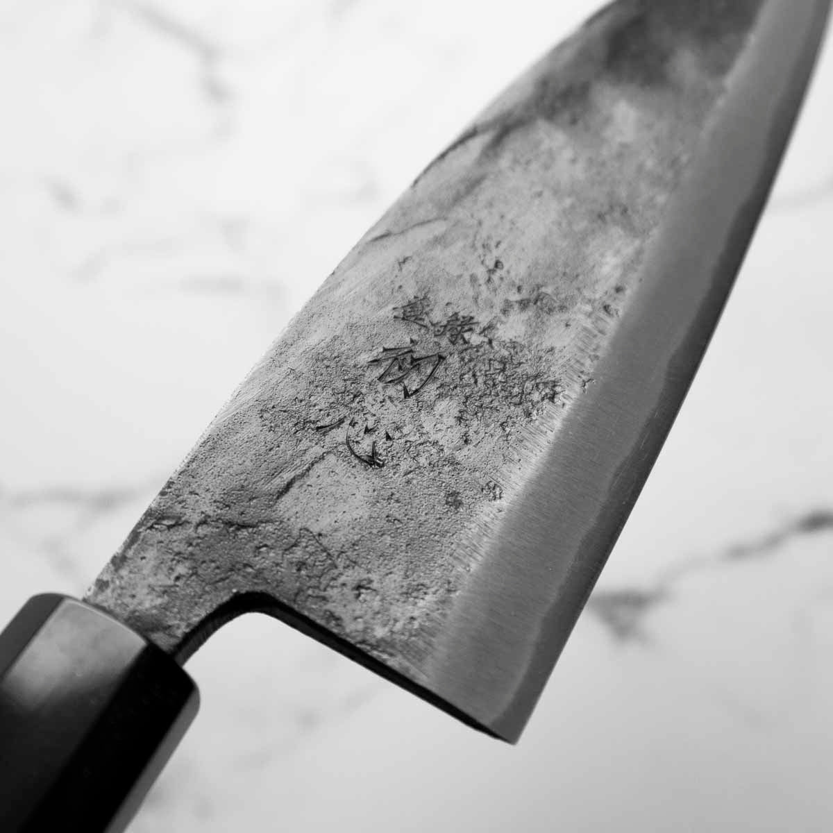 Hatsukokoro Kurokaze Blue 2 Kurouchi Double Bevel Deba 180mm