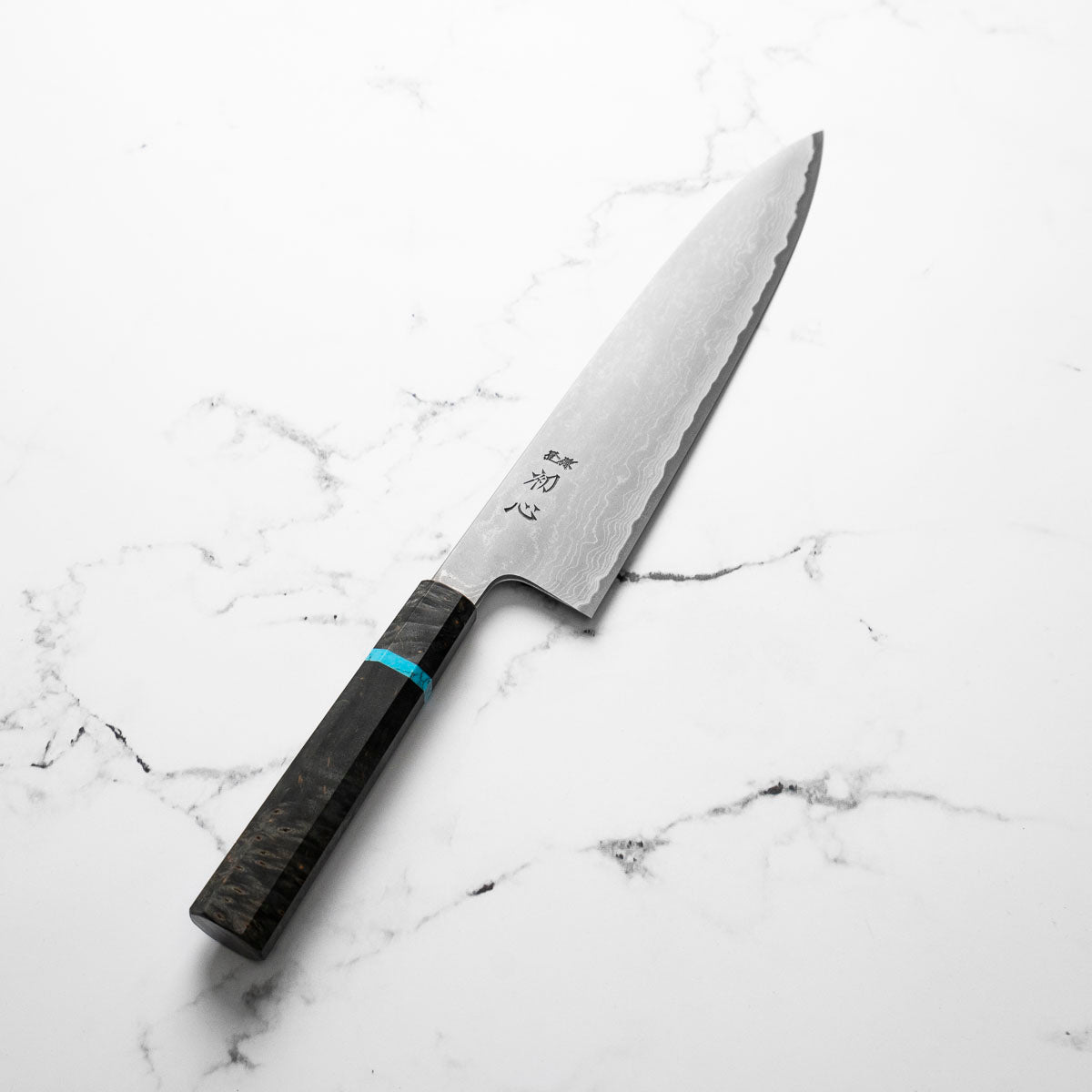 Hatsukokoro Blue 1 Damascus Gyuto 240mm - Turquoise