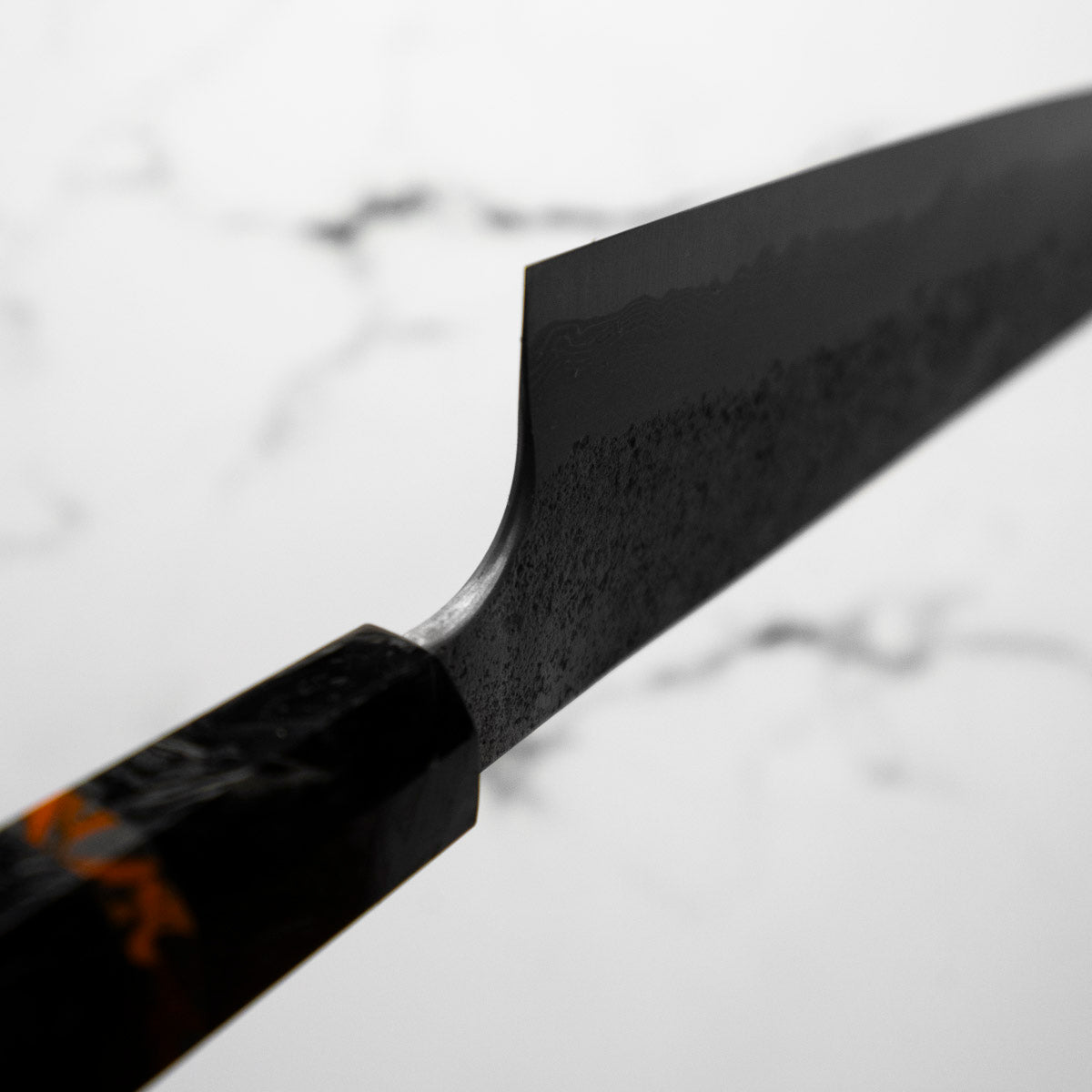 Hatsukokoro Ryusui Blue 2 Damascus Gyuto 210mm - Carbon Fibre - view 8