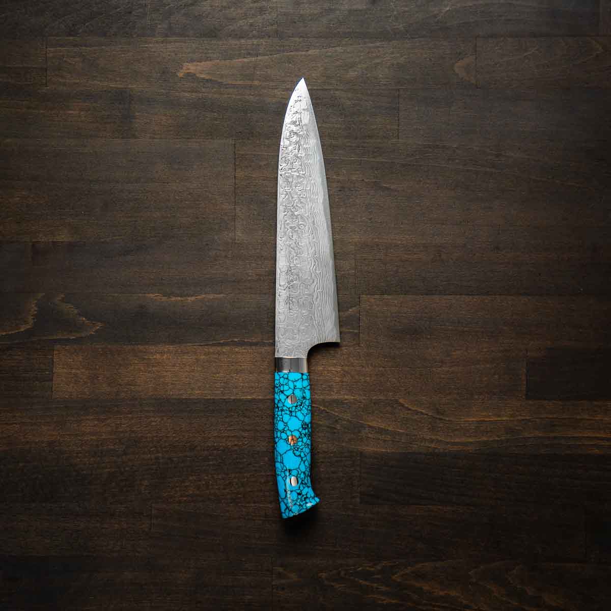 Takeshi Saji R2/SG2 Diamond Damascus Gyuto 210mm - Turquoise