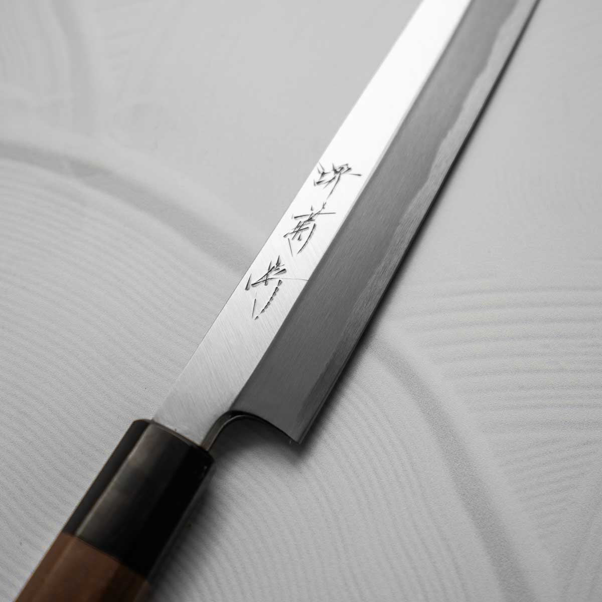 Sakai Kikumori Shironiko Yanagiba 270mm w/Saya – Chefs Edge