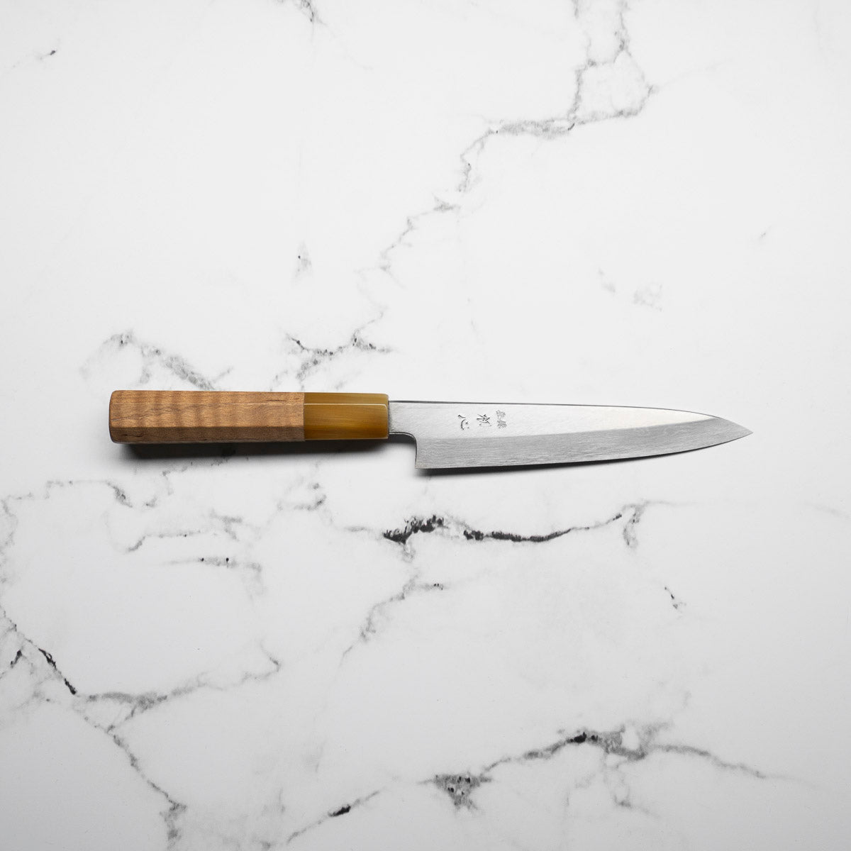 Nakagawa Satoshi (Hatsukokoro) Blue 1 Damascus Petty 150mm - Double Blonde
