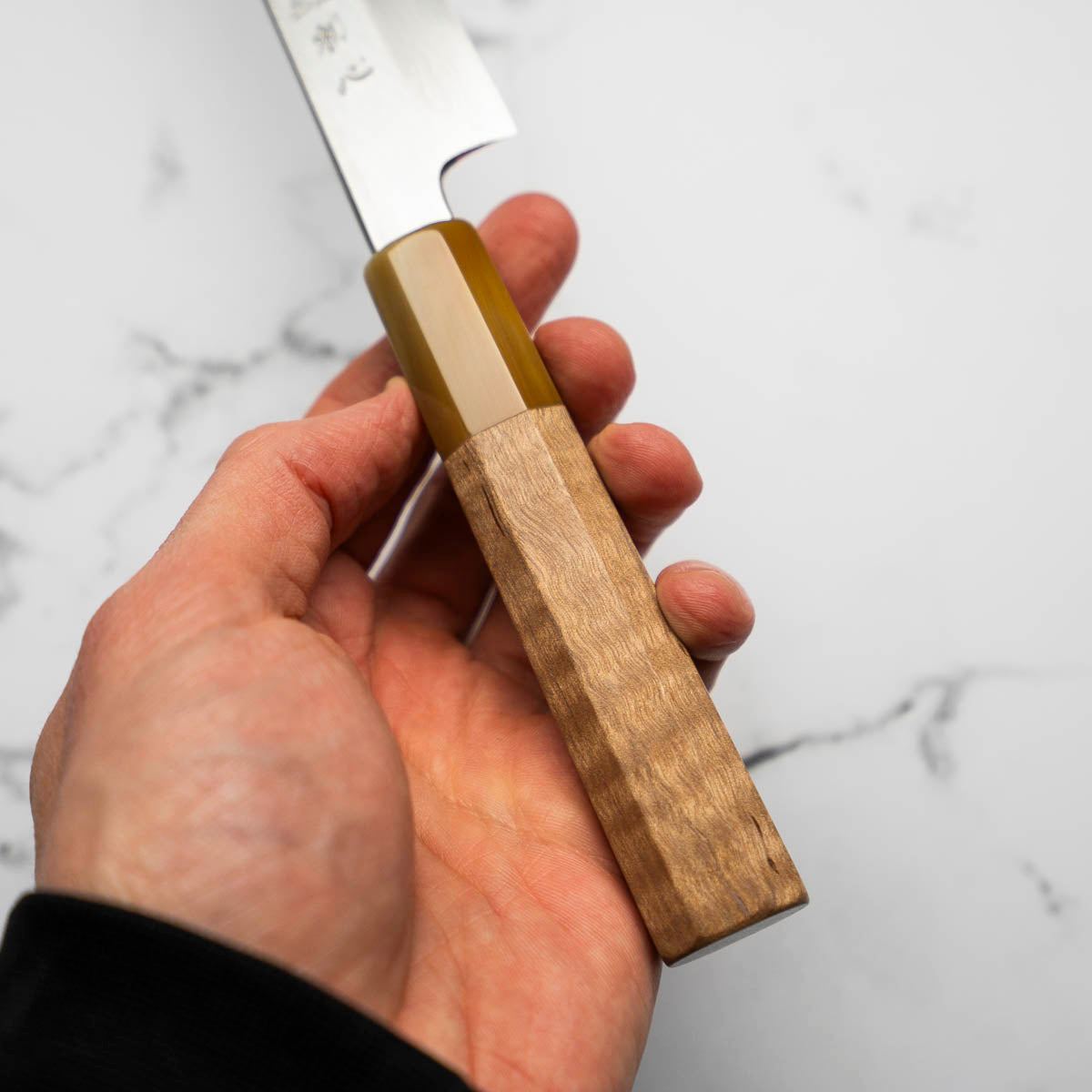 Nakagawa Satoshi (Hatsukokoro) Blue 1 Damascus Petty 150mm - Double Blonde