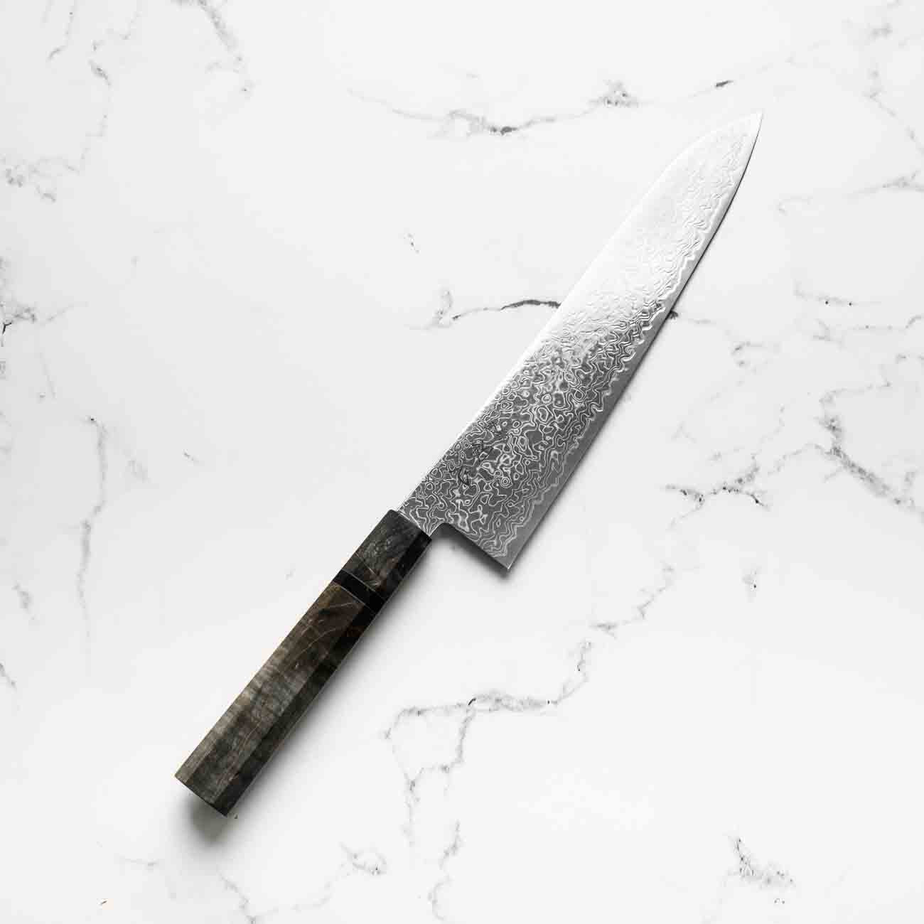Hatsukokoro Ryuhyo SG2 Damascus Gyuto 240mm - Dark Maple