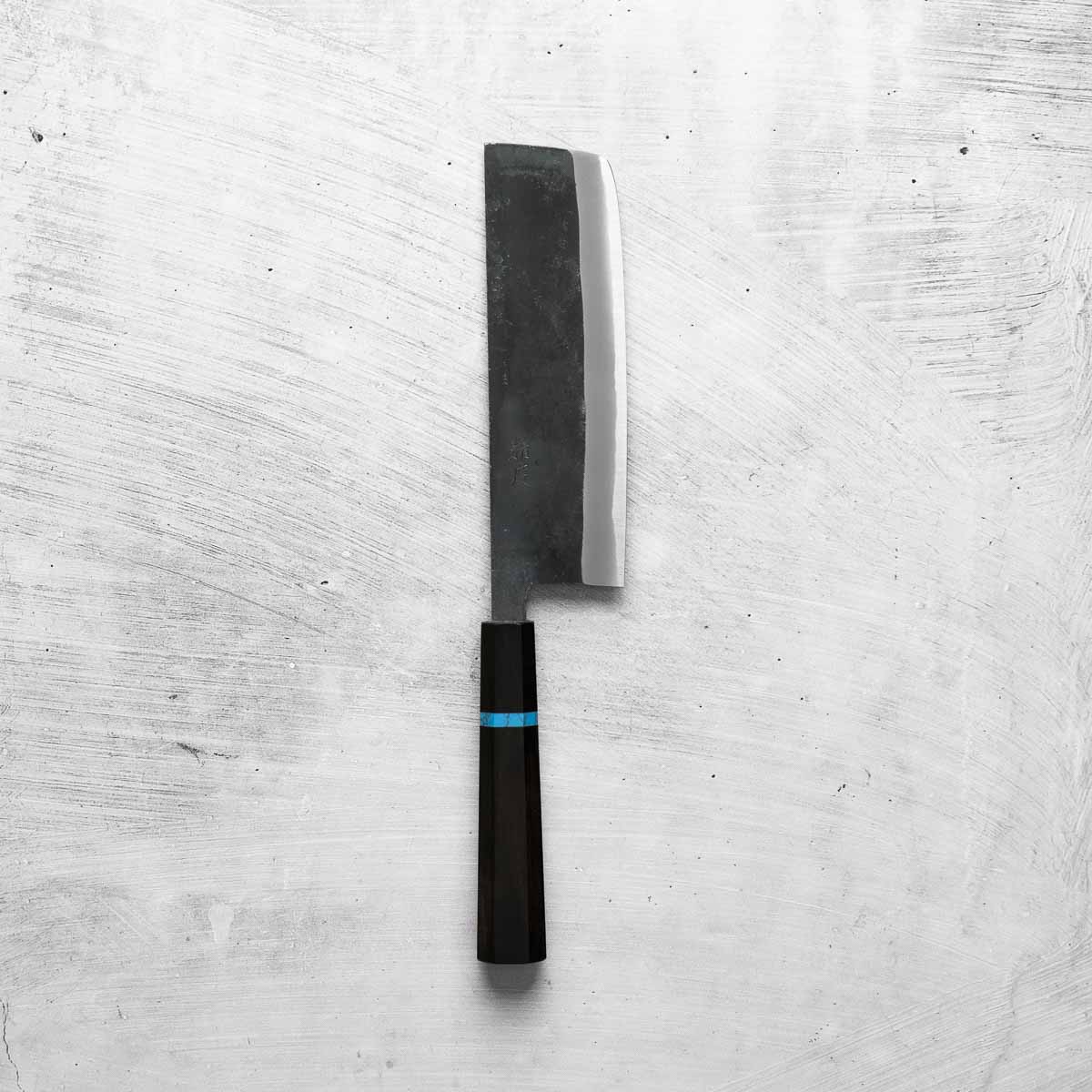 Seido "Kuro" x Tadafusa White 2 Kurouchi Nakiri 165mm - Ebony Turquoise