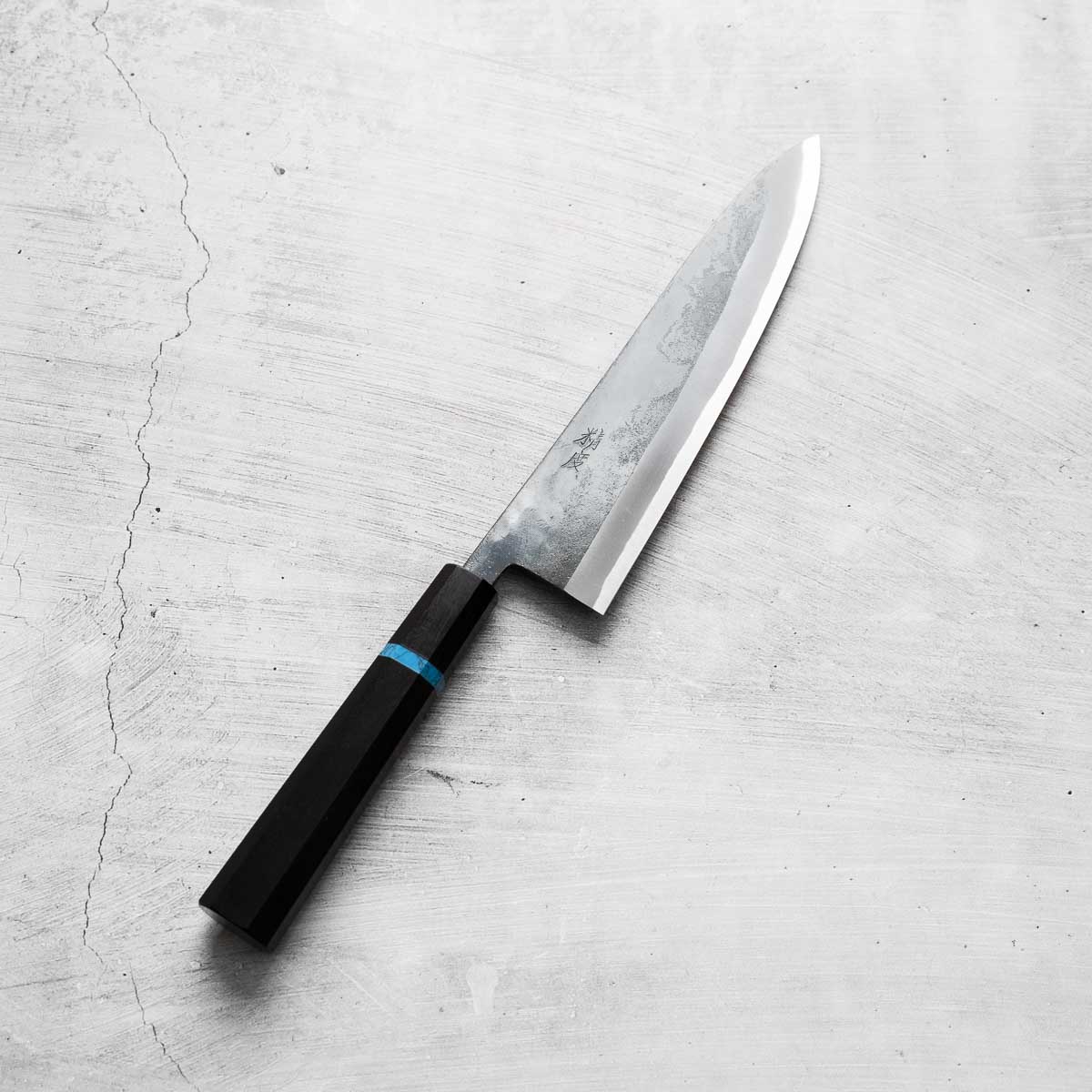 Seido "Kuro" x Tadafusa White 2 Kurouchi Gyuto 210mm - Ebony & Turquoise
