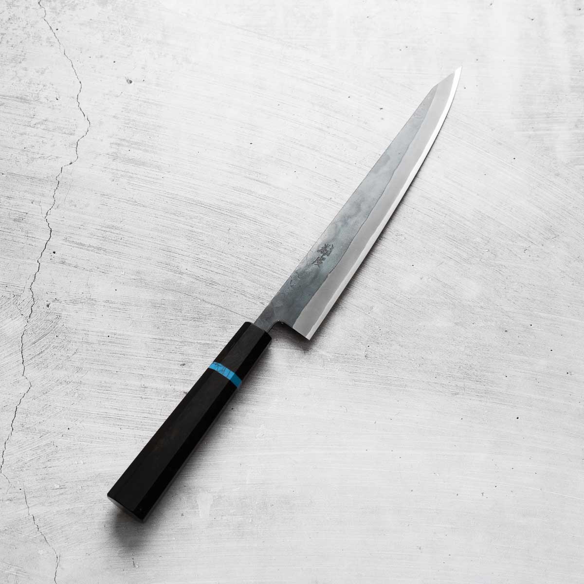 Seido "Kuro" x Tadafusa White 2 Kurouchi Sujihiki 240mm - Ebony & Turquoise