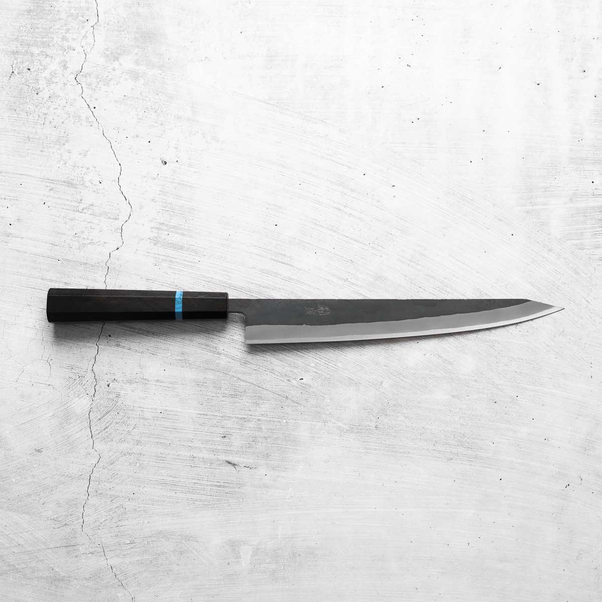 Seido "Kuro" x Tadafusa White 2 Kurouchi Sujihiki 240mm - Ebony & Turquoise