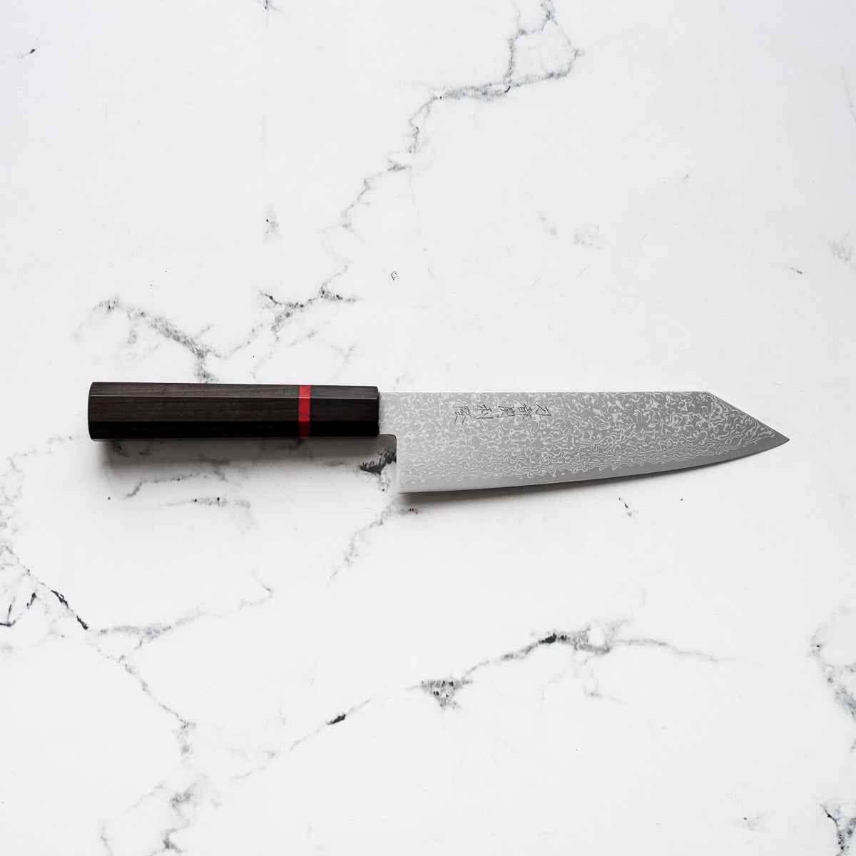 Toshitaka VG10 Damascus Migaki Bunka 180mm - Ebony & Red Spacer