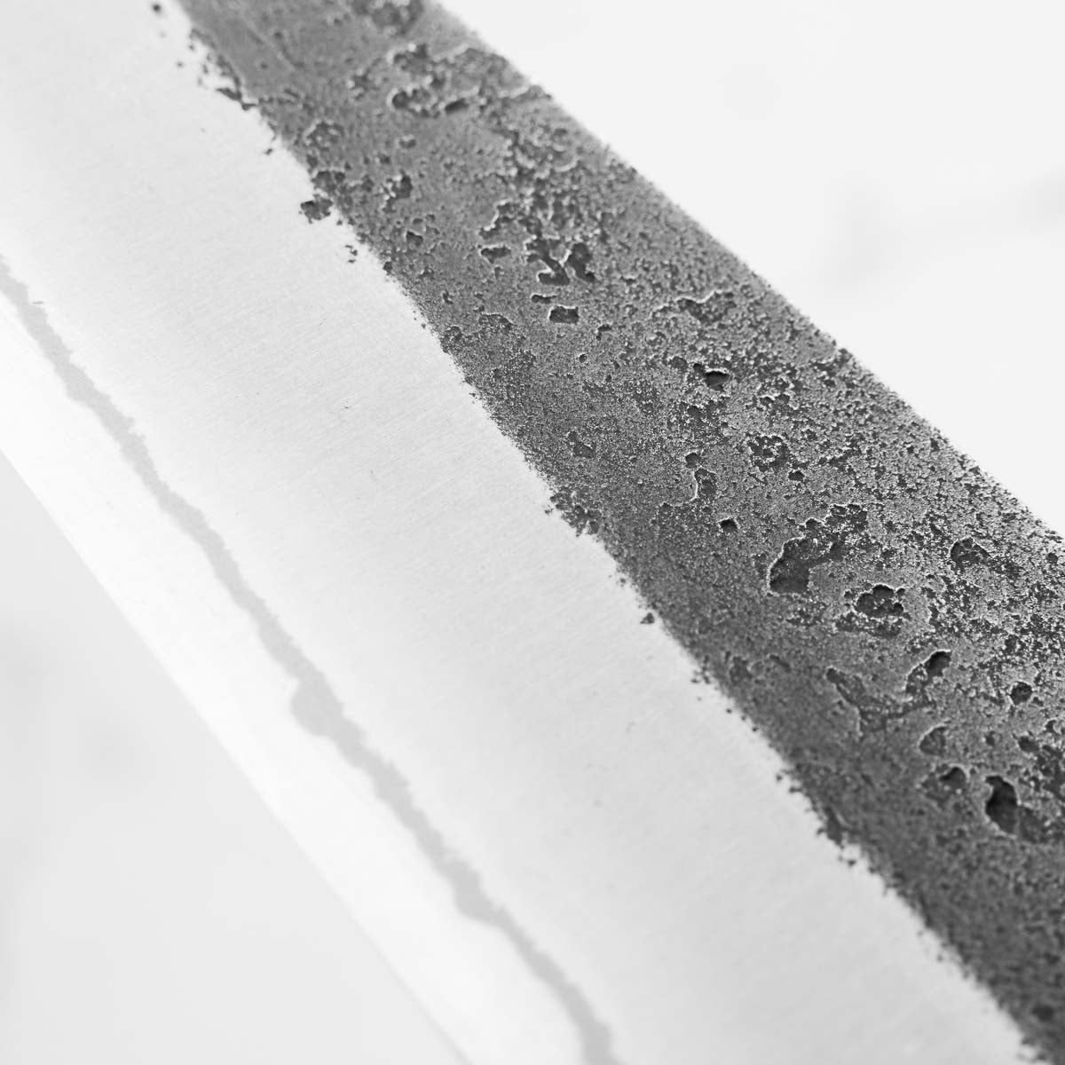 Yoshikane (Hatsukokoro) White 2 Kurouchi Nashiji Stainless Clad Gyuto 240mm - Ebony