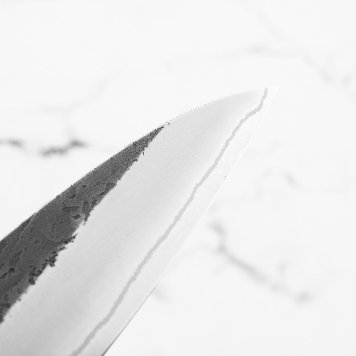 Yoshikane (Hatsukokoro) White 2 Kurouchi Nashiji Stainless Clad Gyuto 240mm - Ebony