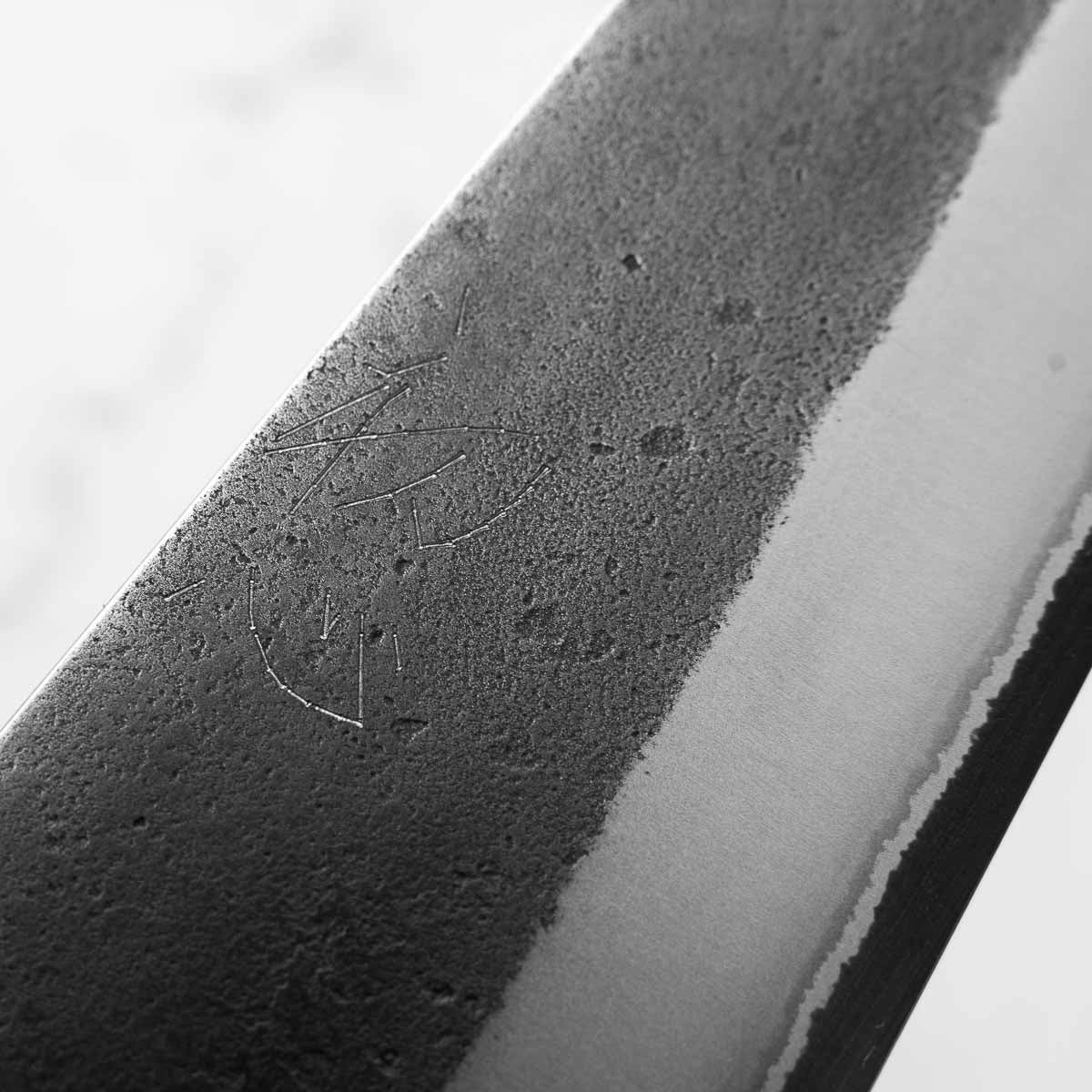Yoshikane (Hatsukokoro) White 2 Kurouchi Nashiji SS Clad Kiritsuke 210mm - Ebony