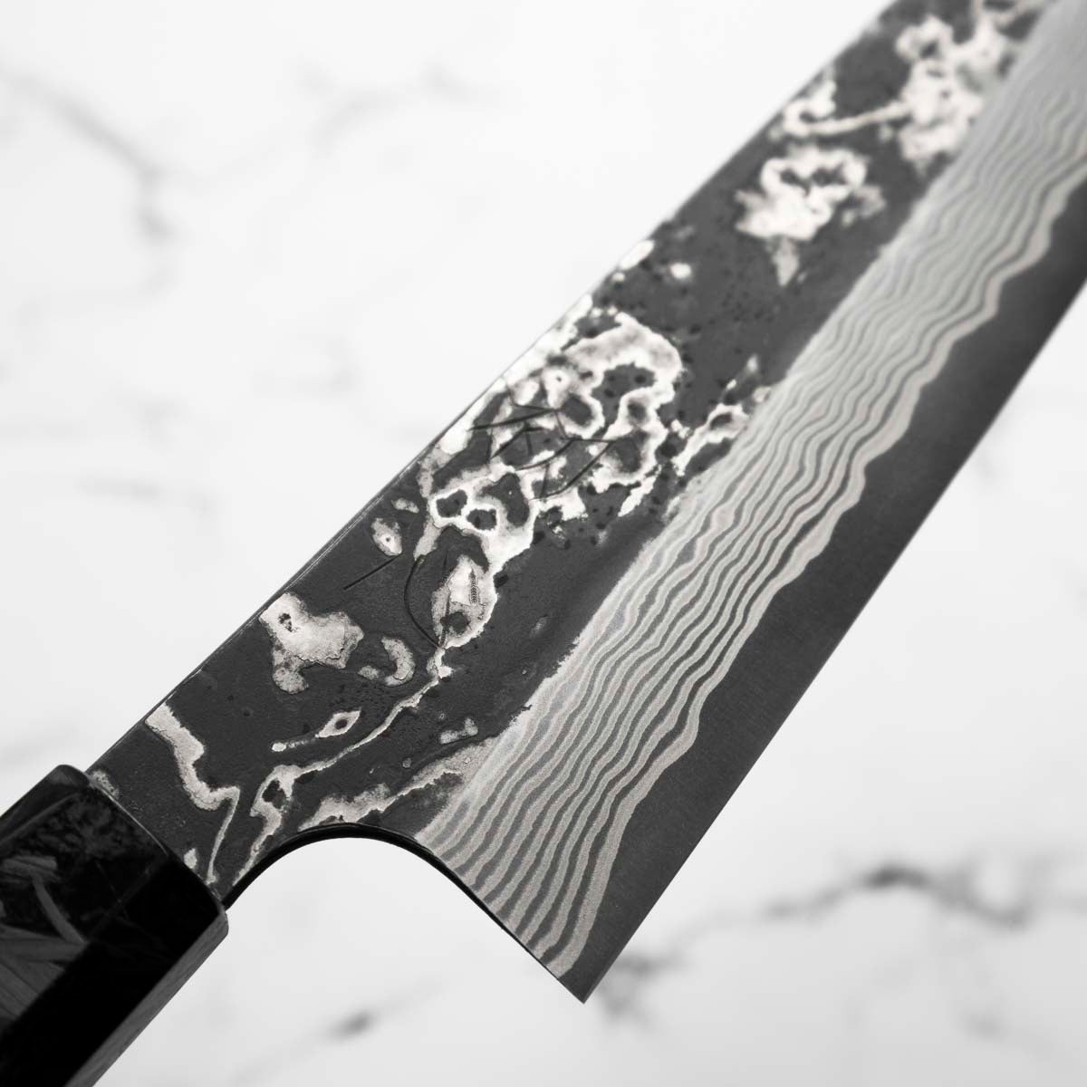 Hatsukokoro SLD Kurouchi Damascus Gyuto 210mm - Carbon Fibre