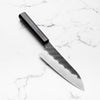 Nigara Hamono SGSTRIX Kurouchi Tsuchime Damascus Santoku 180mm - Mono Ebony