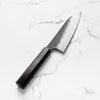 Nigara Hamono SGSTRIX Kurouchi Tsuchime Damascus Santoku 180mm - Mono Ebony