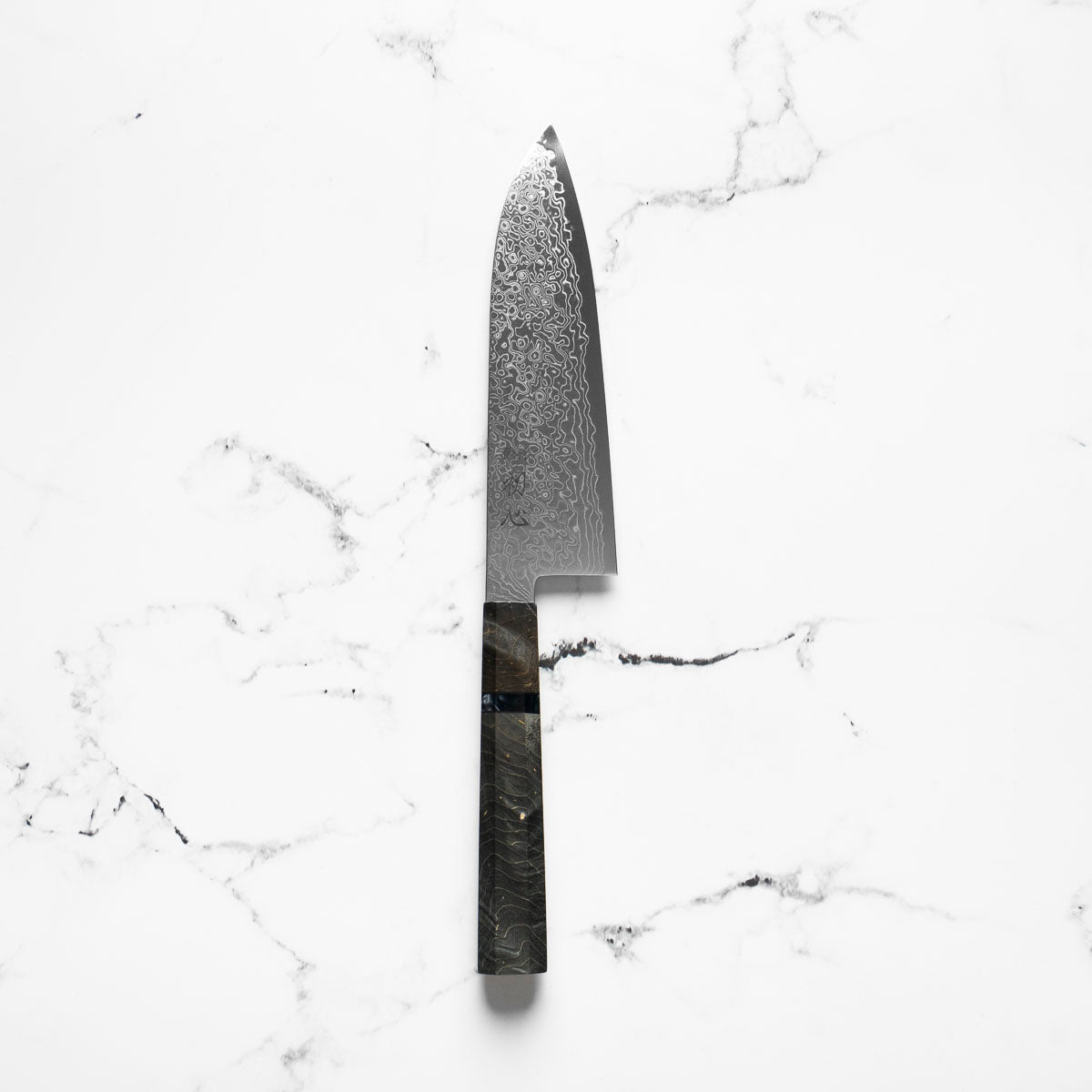 Hatsukokoro Ryuhyo SG2 Damascus Santoku 180mm -  Dark Maple