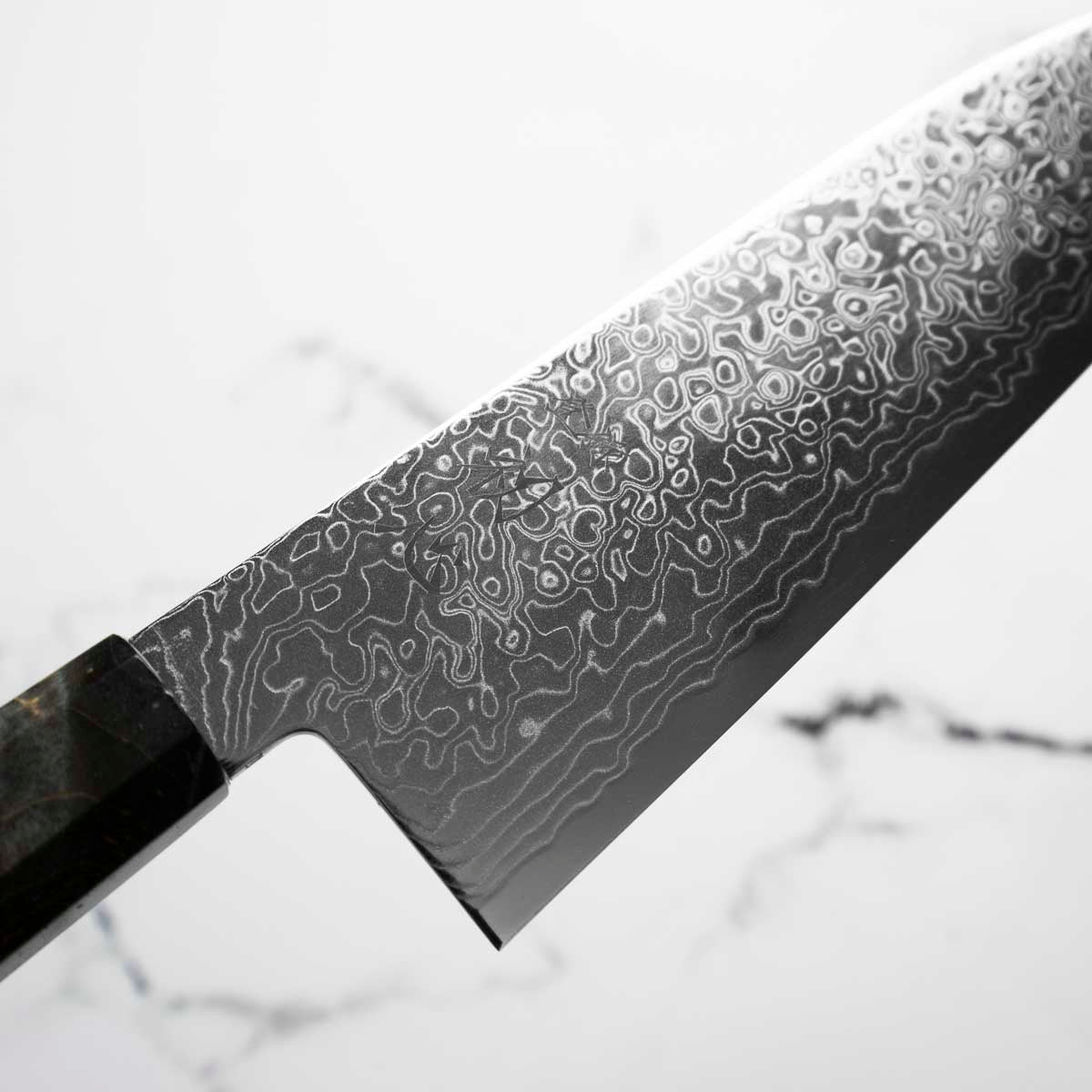 Hatsukokoro Ryuhyo SG2 Damascus Santoku 180mm -  Dark Maple