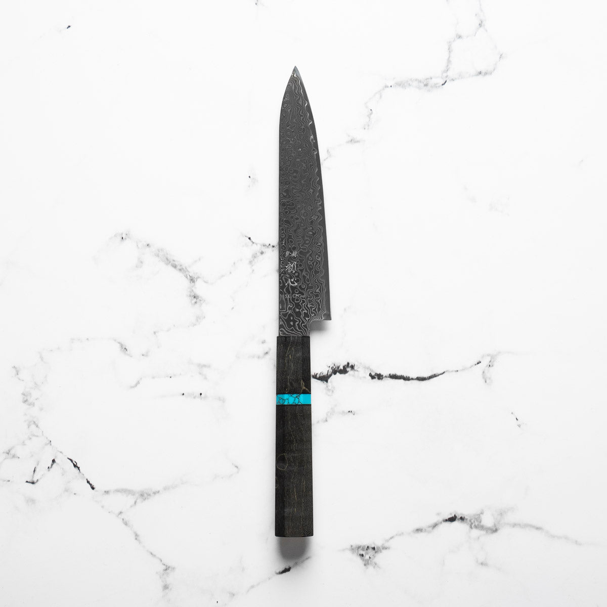 Hatsukokoro Ryuhyo Kurozome SG2 Damascus Petty 150mm - Maple Turquoise