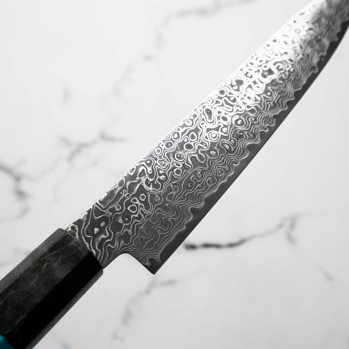 Hatsukokoro Ryuhyo Kurozome SG2 Damascus Petty 150mm - Maple Turquoise