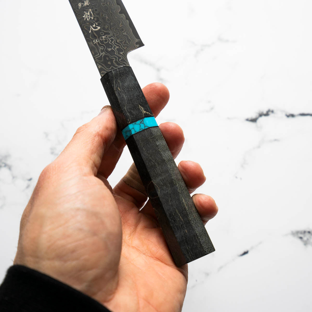 Hatsukokoro Ryuhyo Kurozome SG2 Damascus Petty 150mm - Maple Turquoise