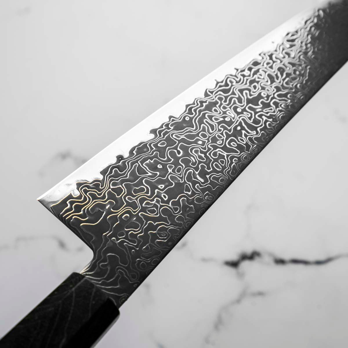 Hatsukokoro Ryuhyo Kurozome SG2 Damascus Kiritsuke Gyuto 210mm -  Maple Turquoise