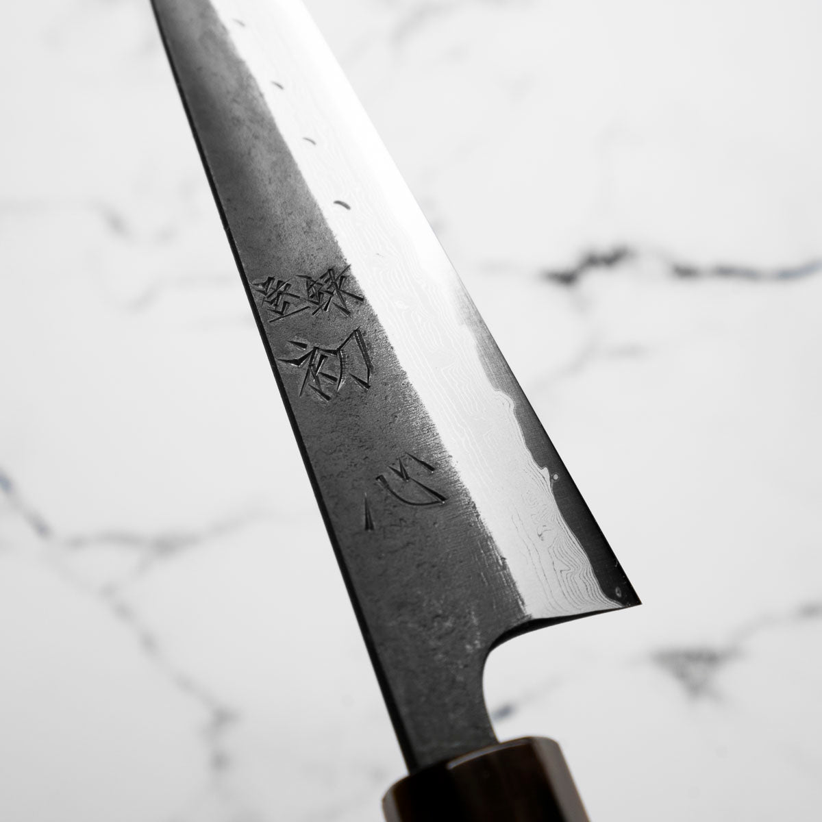 Hatsukokoro Shinkiro Blue Super Damascus Kurouchi Petty 150mm - Ebony & Blonde