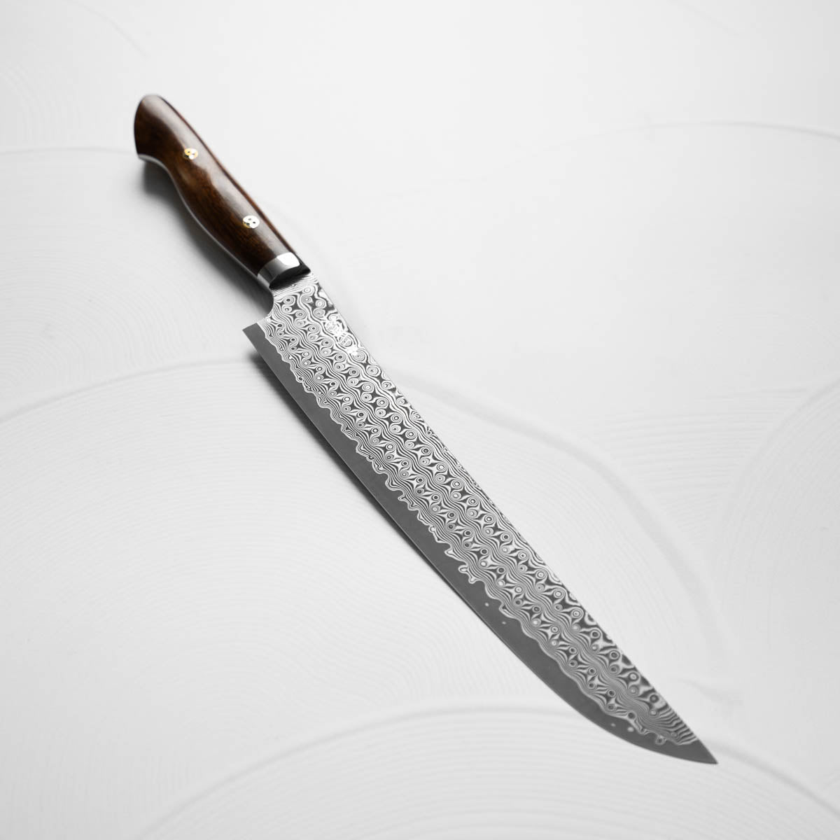 Nigara Hamono SG2 Raindrop Damascus Sakimaru Sujihiki 270mm - Desert Ironwood