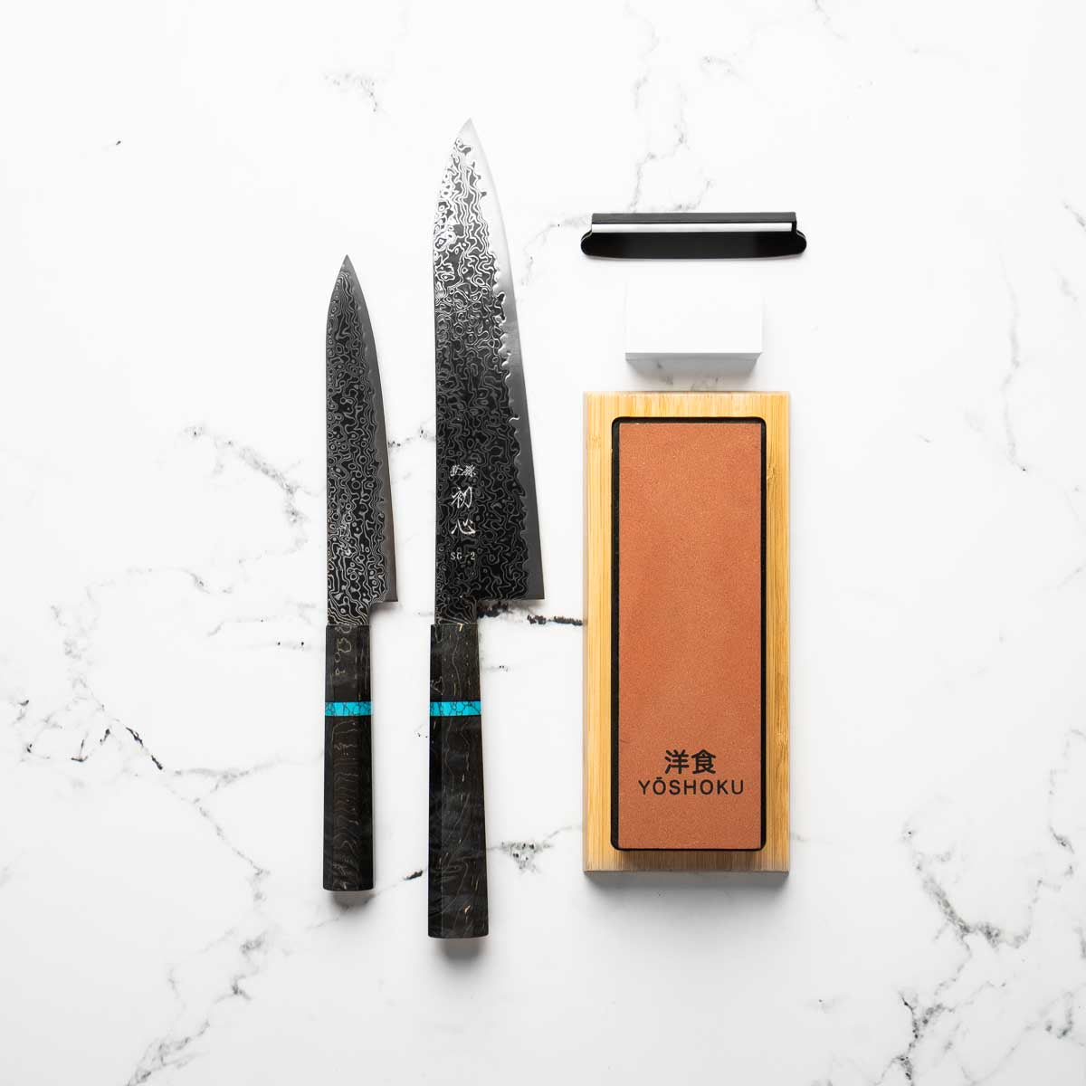 Hatsukokoro Ryuhyo Kurozome SG2 Damascus - 2 Knife Set