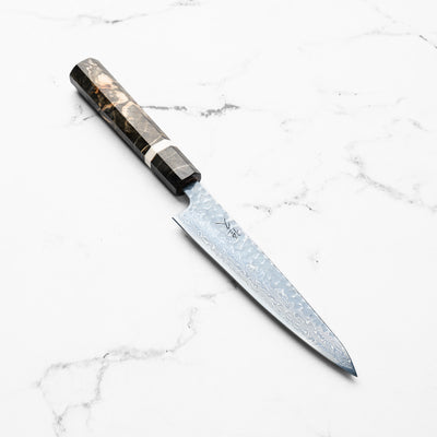 Tsunehisa Ginsan Geppaku Petty 135mm - Dyed Maple w/White Stripe