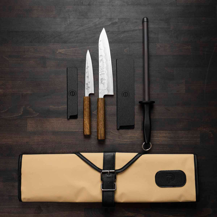 Tsunehisa Ginsan Nashiji 2 Knife Set with Porter Knife Roll