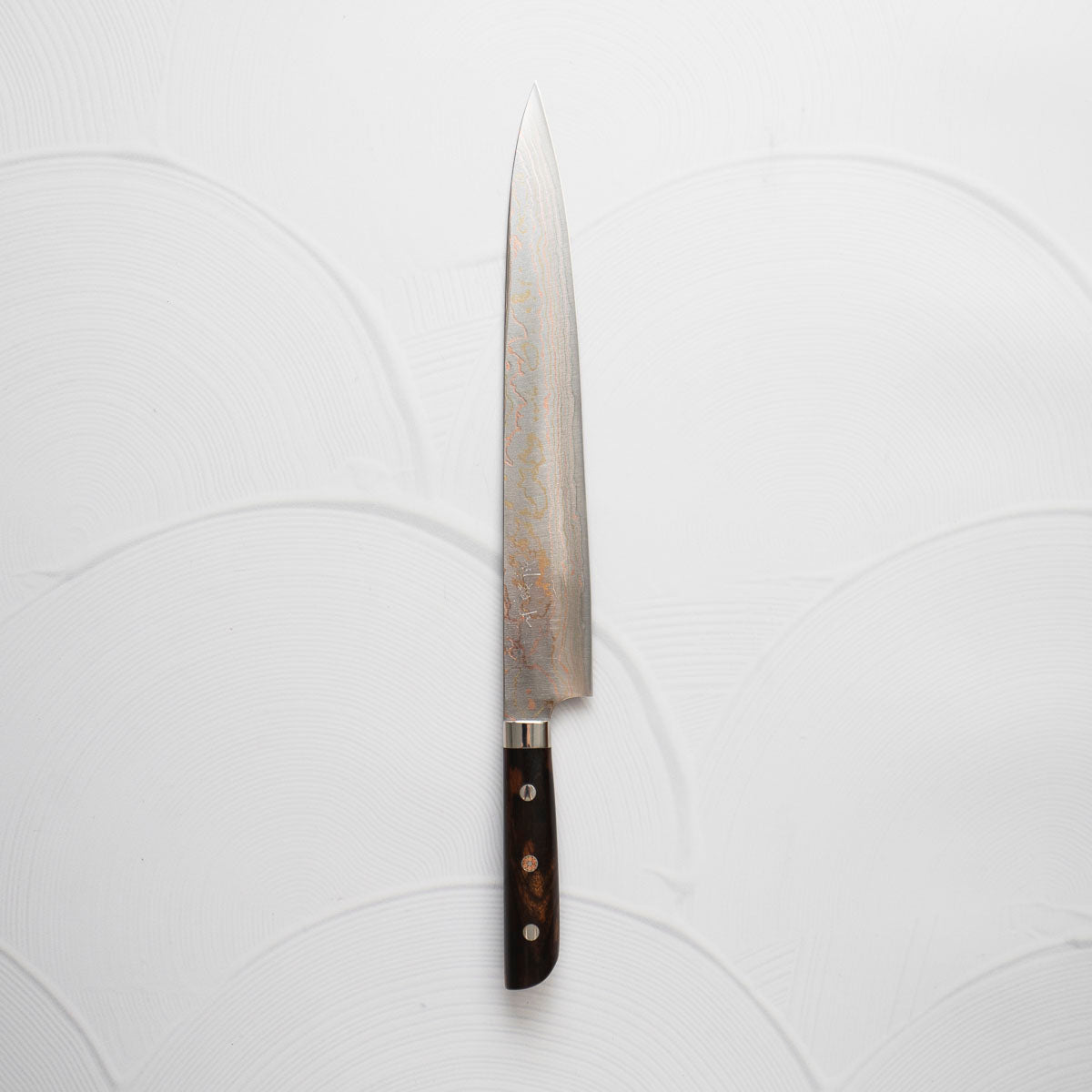 Takeshi Saji Blue 2 Rainbow Damascus Sujihiki 270mm