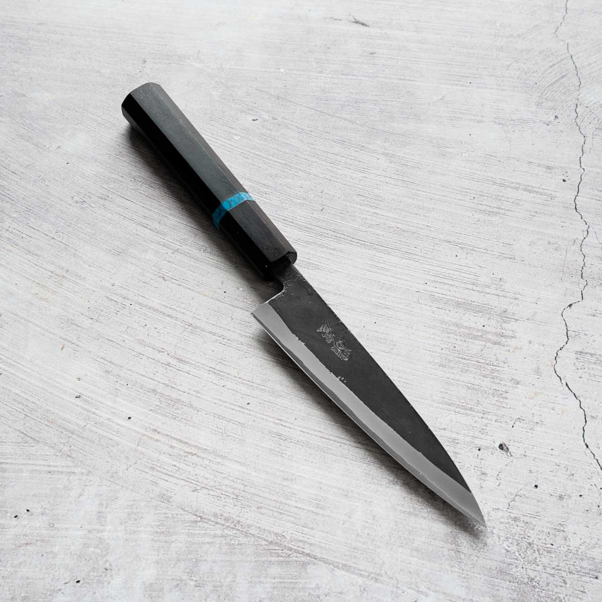 Seido "Kuro" x Tadafusa White 2 Kurouchi Petty 135mm - Ebony & Turquoise