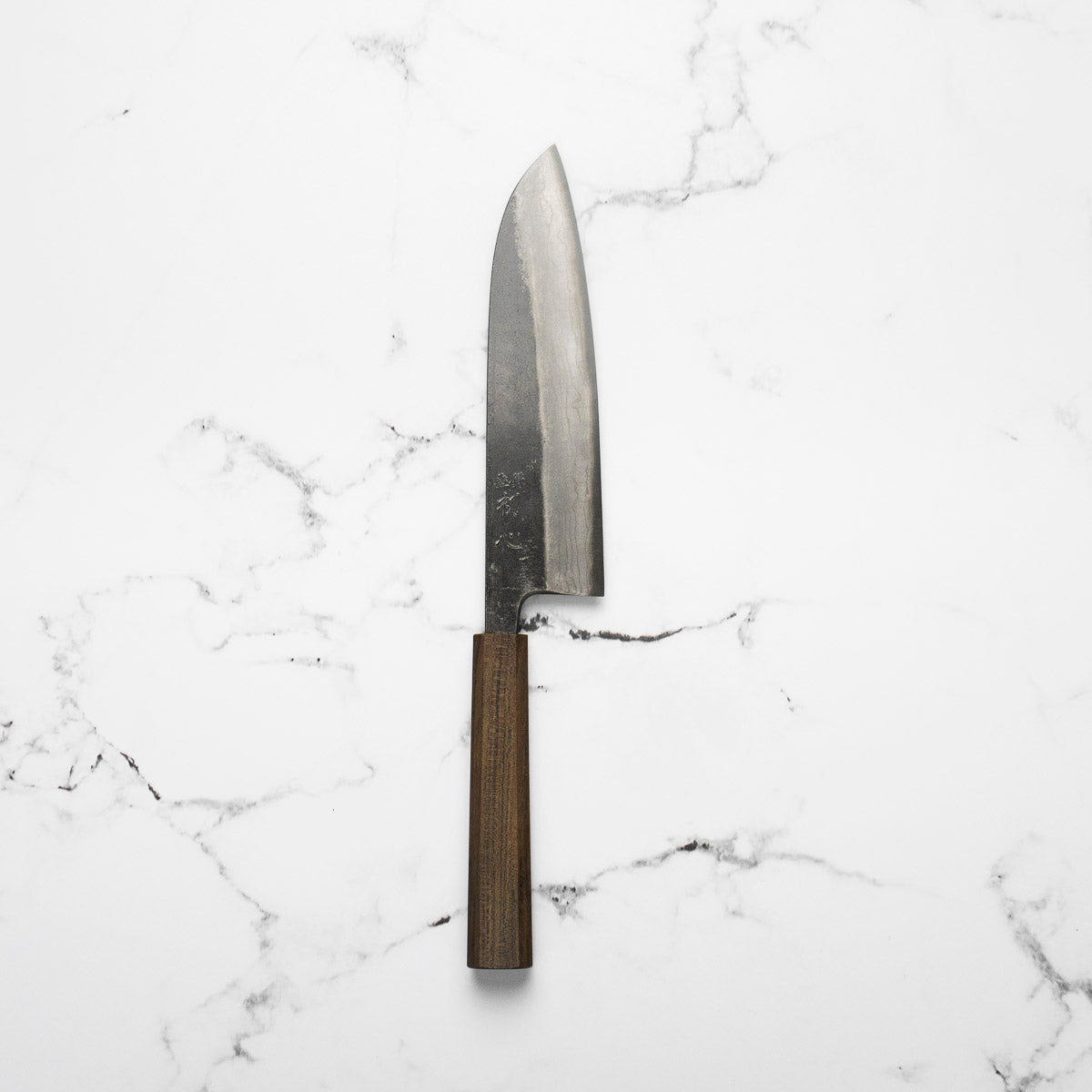 Hatsukokoro Kumokage Blue 2 Kurouchi Damascus Santoku 180mm