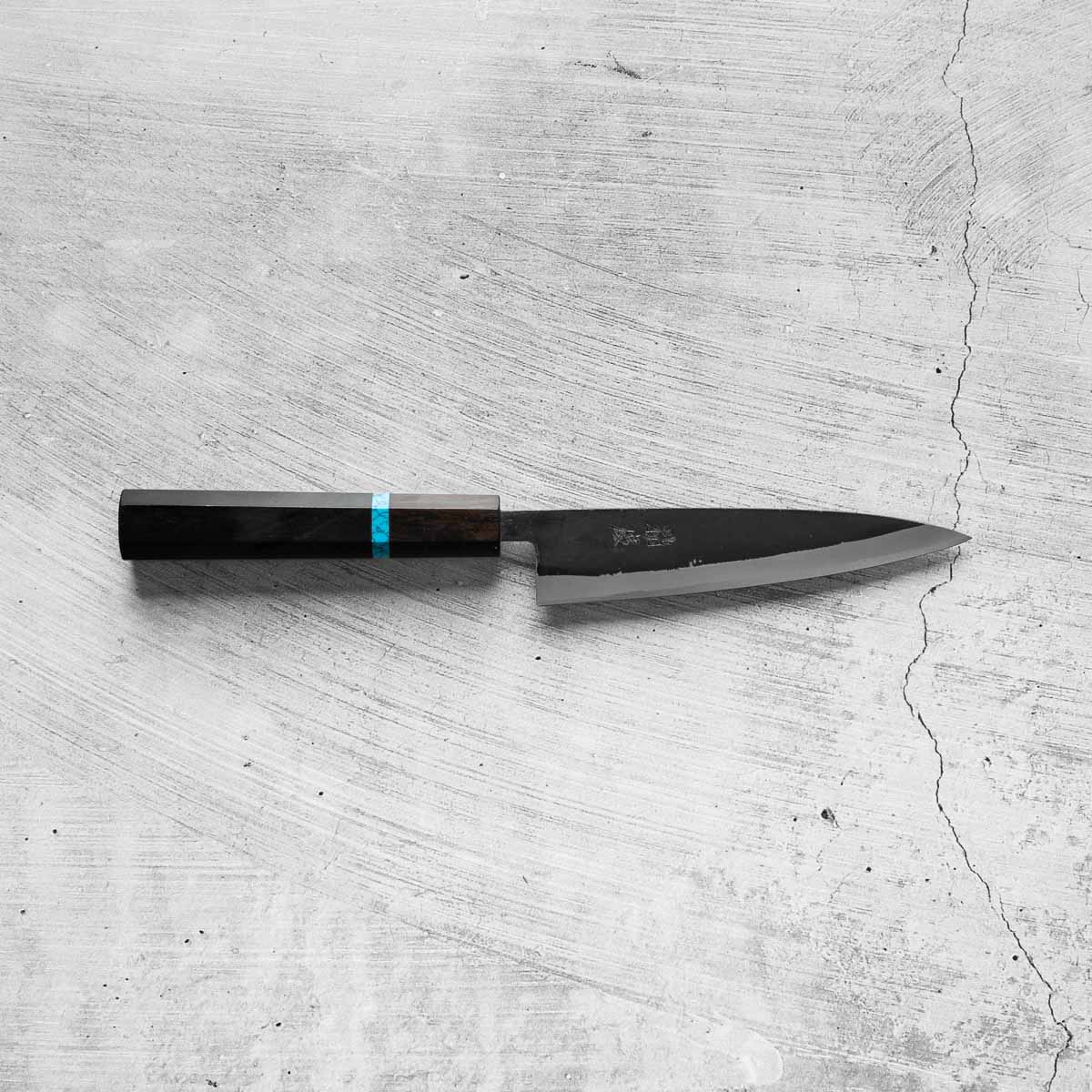 Seido "Kuro" x Tadafusa White 2 Kurouchi Petty 135mm - Ebony & Turquoise