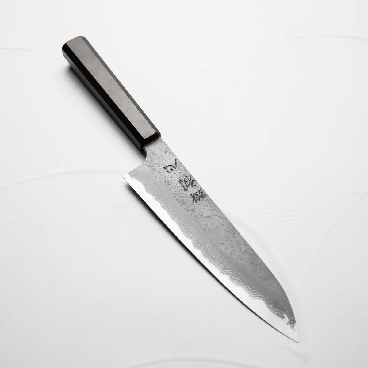 Nigara Hamono (Hatsukokoro) Blue 2 Nashiji Damascus Gyuto 210mm - Ebony