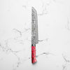 Takeshi Saji R2/SG2 Damascus Sakimaru Sujihiki 240mm Red/Pink Acrylic