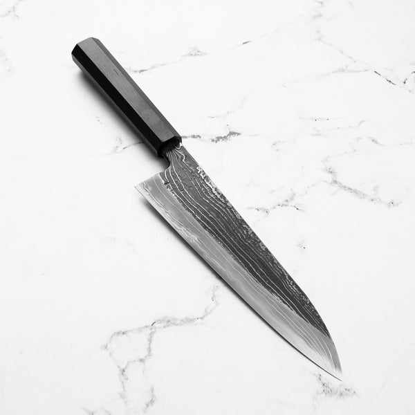 Masuda Blue 1 Damascus Kurouchi Gyuto 225mm - Ebony