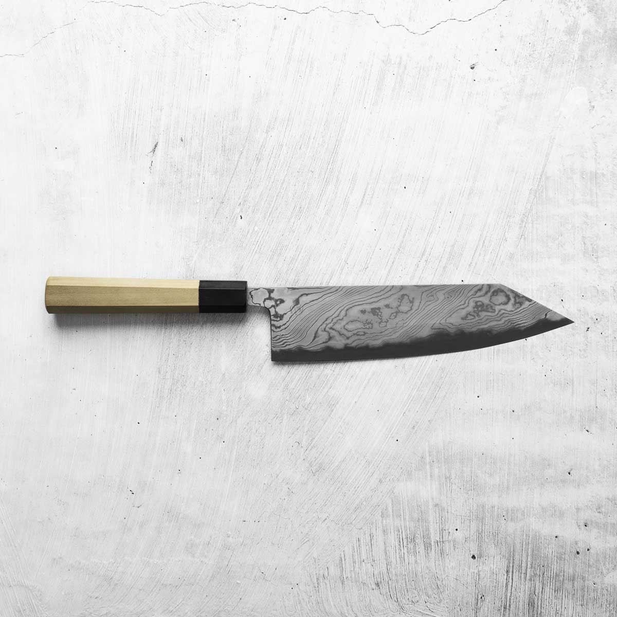 Miyazaki Kajiya Blue 2 Black Damascus Kiritsuke 210mm