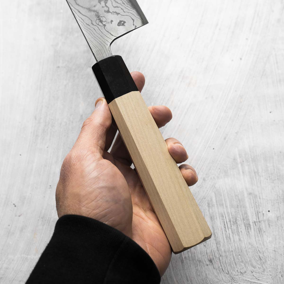 Miyazaki Kajiya Blue 2 Black Damascus Kiritsuke 240mm