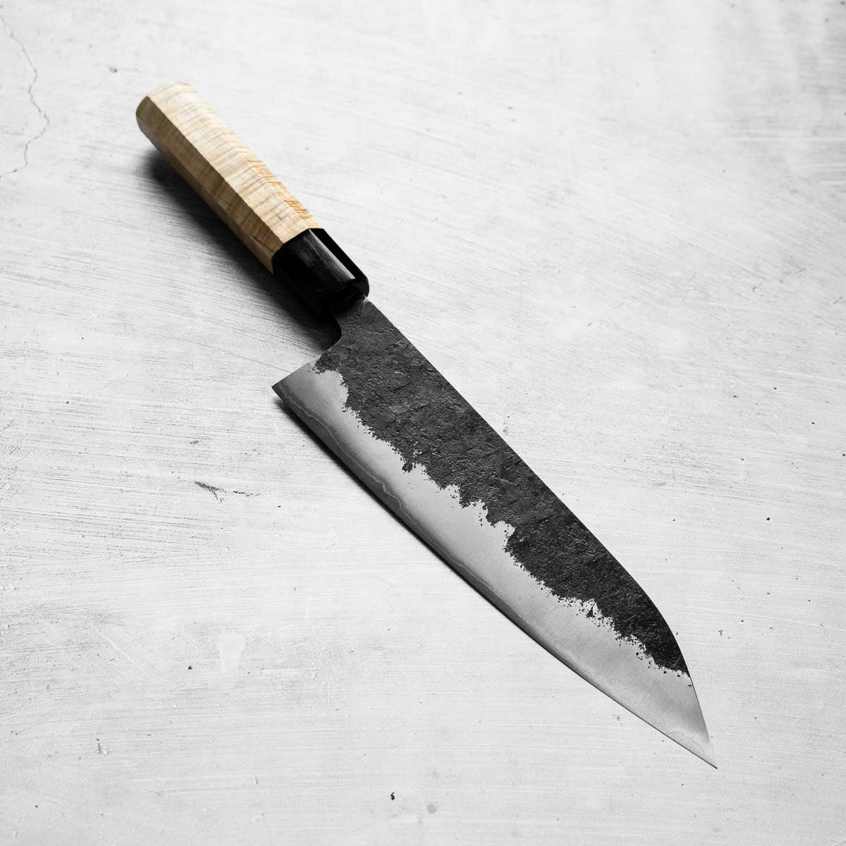 Kawamura Sanjo White 1 Kurouchi Tsuchime Gyuto 210mm