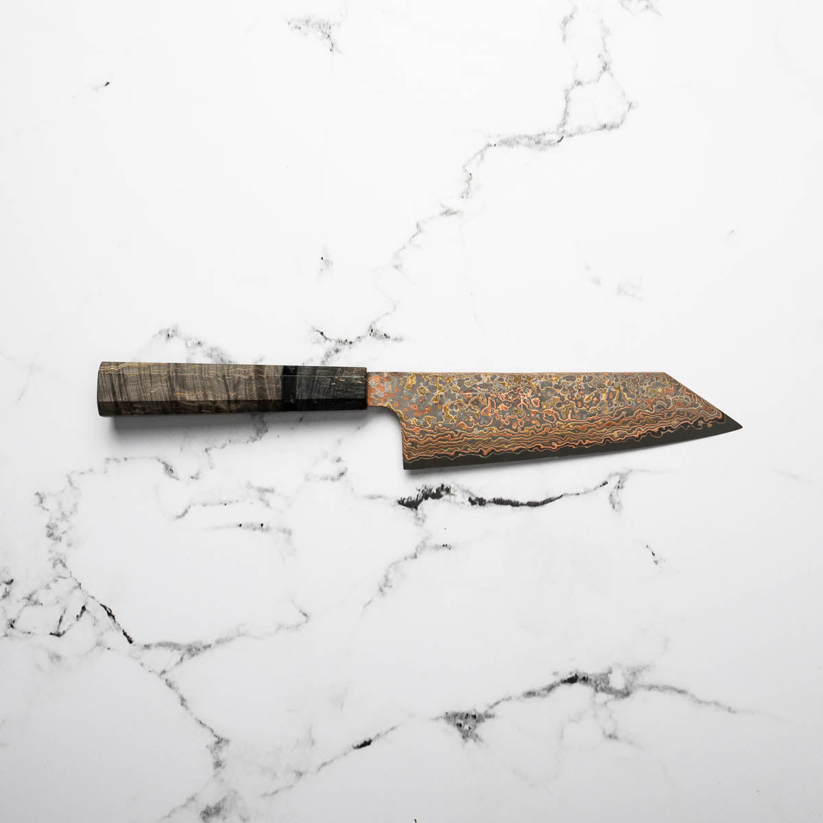 Takeshi Saji VG10-W Nashiji Rainbow Damascus Bunka 165mm - Dark Maple