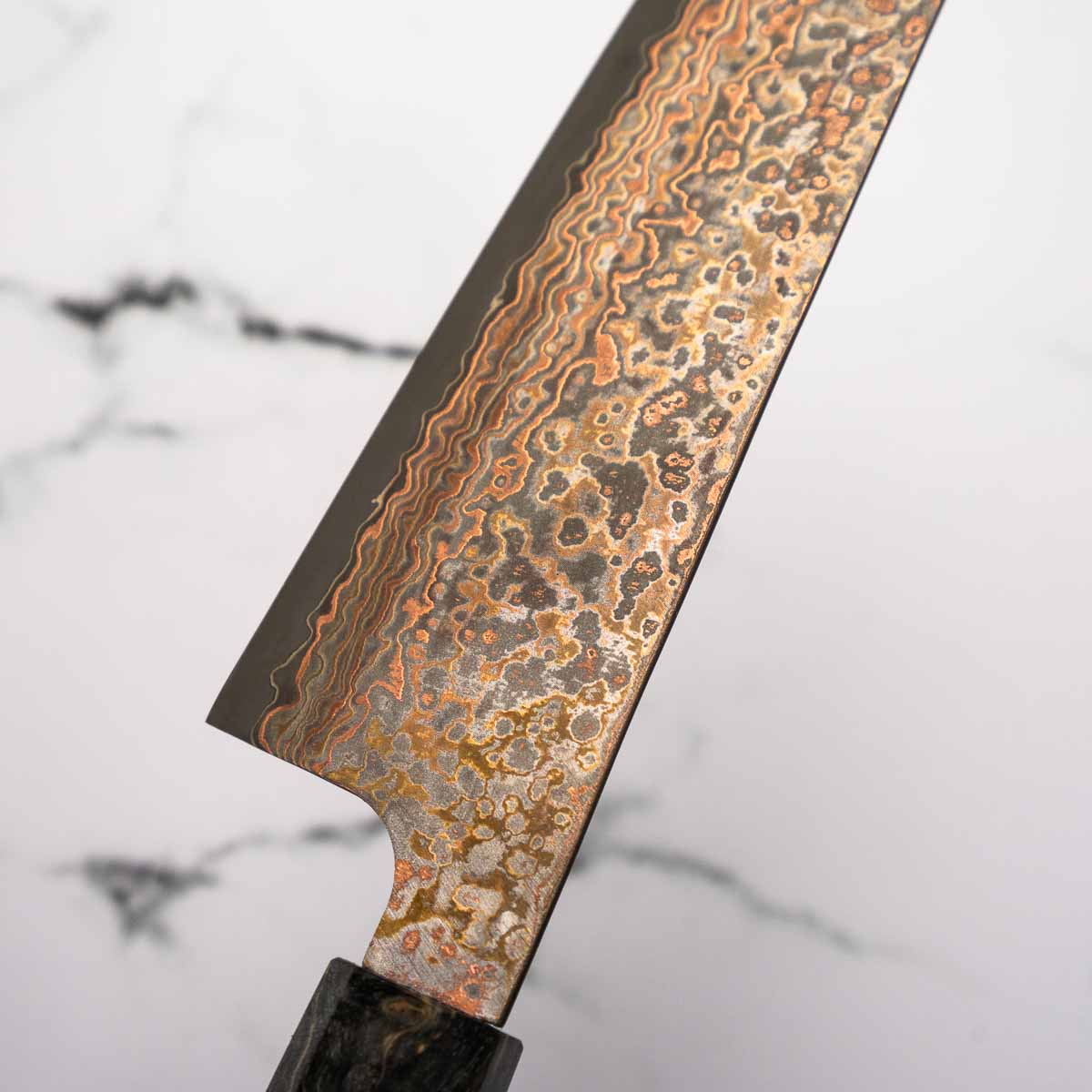 Takeshi Saji VG10-W Nashiji Rainbow Damascus Bunka 165mm - Dark Maple