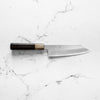Nakagawa x Sakai Kikumori White 1 Mirror Finish SS Clad Bunka 180mm - Ebony and Blonde