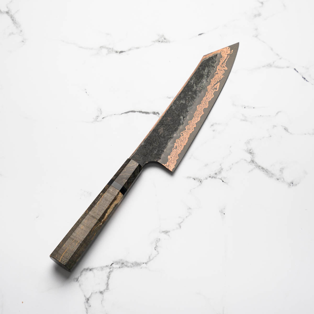 Hatsukokoro Yorokobi Kurouchi SLD Damascus Tsuchime Kiritsuke Gyuto 210 - Dark Maple