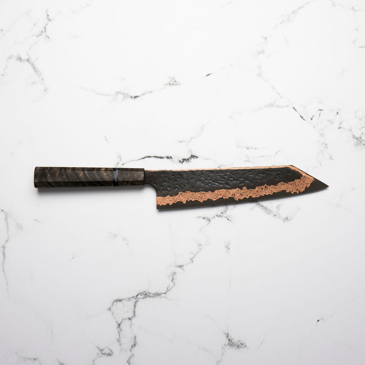 Hatsukokoro Yorokobi Kurouchi SLD Damascus Tsuchime Kiritsuke Gyuto 240mm - Dark Maple