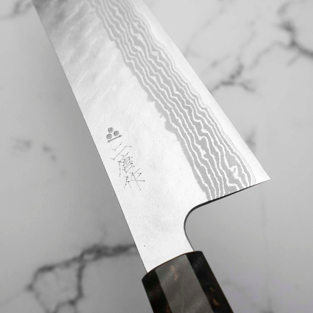 Nigara Hamono VG10 Tsuchime Damascus Gyuto 240mm - Dark Maple
