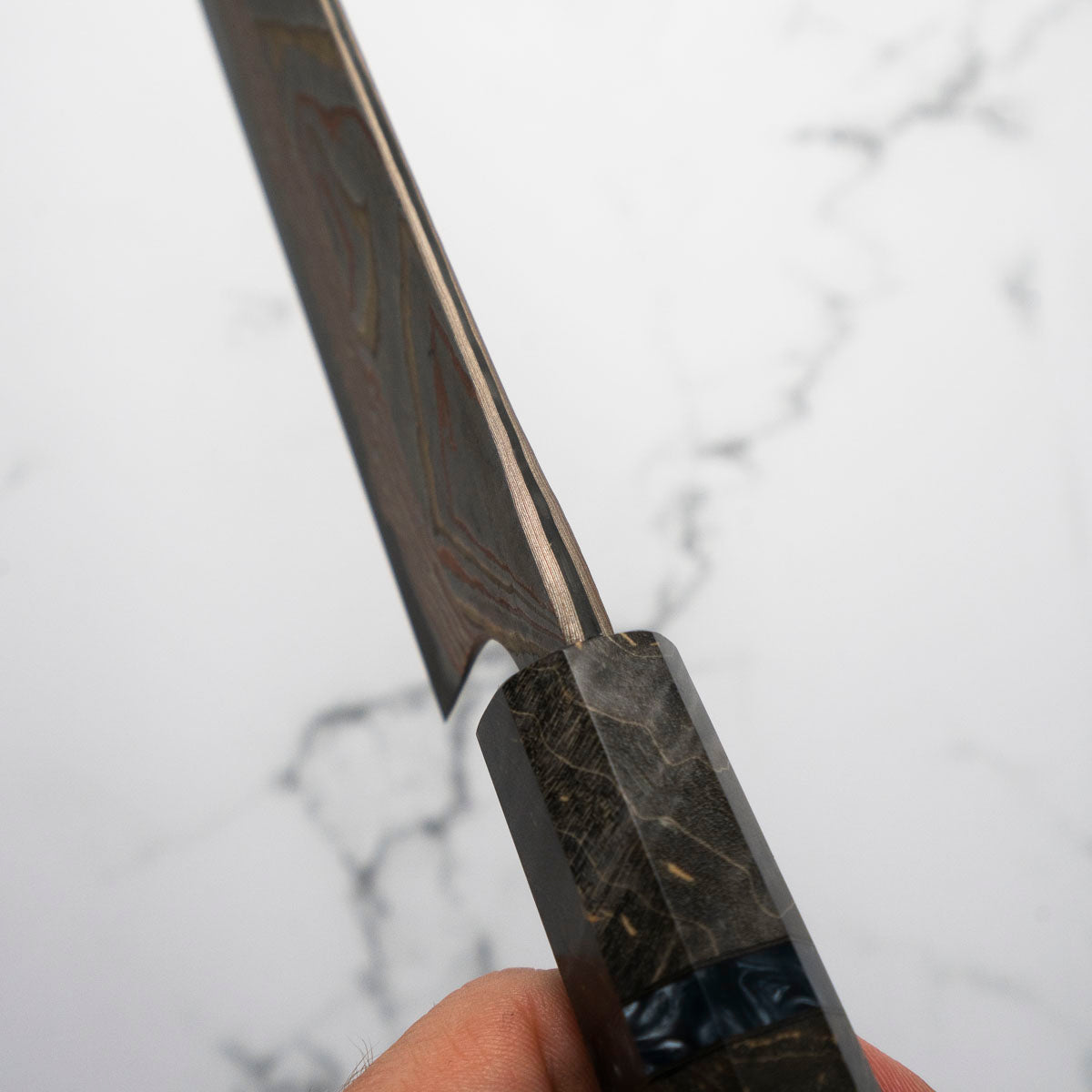 Hatsukokoro Irodori Blue 2 Rainbow Damascus Gyuto 240mm - Dark Maple
