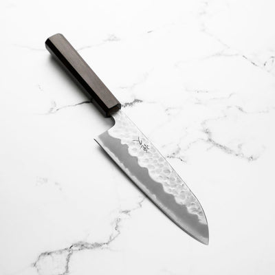 Tsunehisa White 2 Stainless Clad Tsuchime Santoku 165mm - Ebony