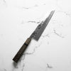 Tsunehisa 440C Damascus Tsuchime Kiritsuke 210mm - Dark Maple